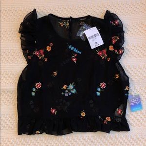Forever 21 Black Floral Blouse